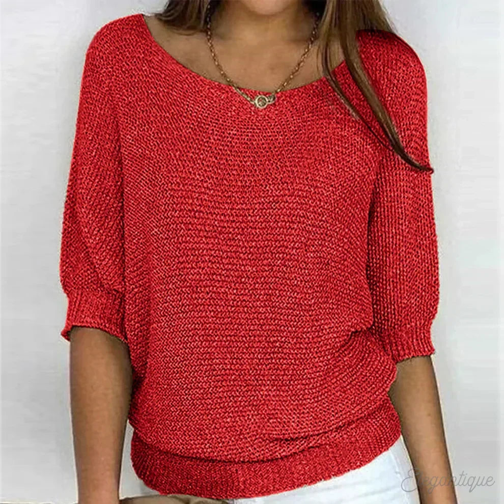 Pull Femme en Maille à Col Bateau